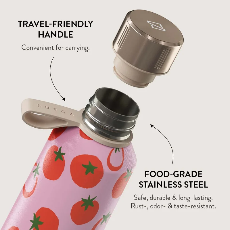 Burga Water Bottle Salsa 500ml Burga Water Bottle. Keep Your Drinks At The Perfect Temperature And Your Style Impeccable, Whether At The Gym, Office, Or Outdoors (Salsa) (500 Ml)  | Best Price UAE
